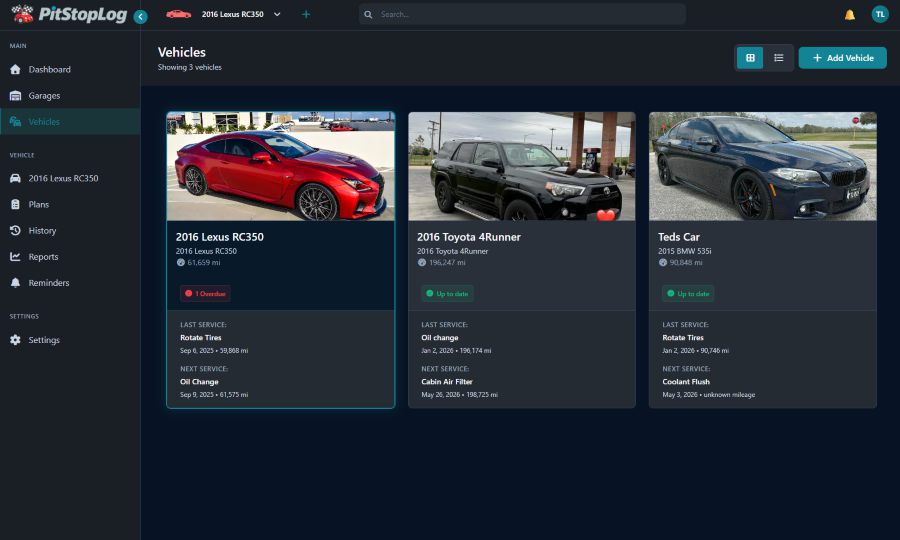 Garage overview screenshot